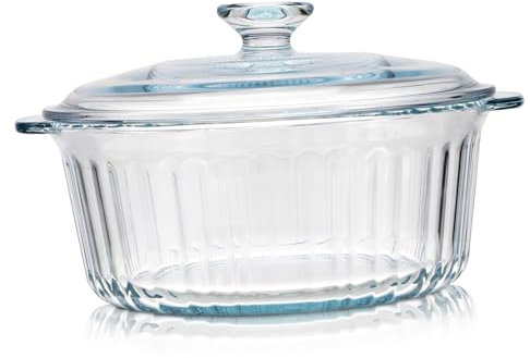 PRETYZOOM Cocotte Ronde Verre Borosilicate Pour Four Avec Couvercle Transparent Cuisson Homogène Pour Ragoûts Et Gratins Casserole Verre Résistant à Haute Température