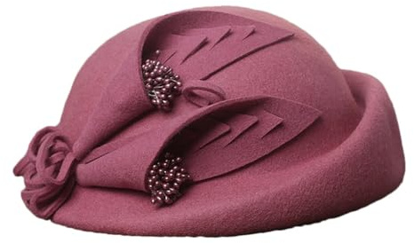 OLSKFUH Fascinator Für Damen, Unregelmäßige Pillbox-Kappe, Glockenhut, Filz-Baskenmütze Für Damen, Party, Formelle Damenmütze Aus Wolle,A-One Size