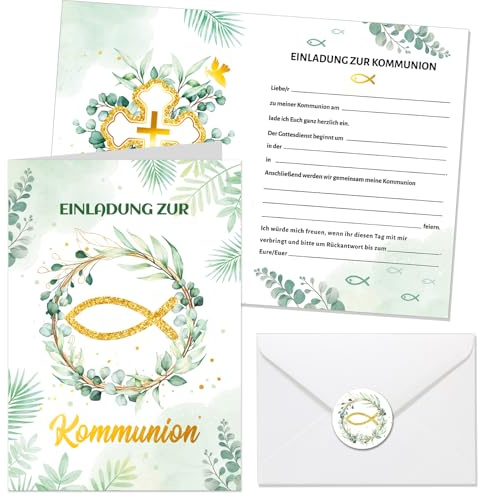 HOWAF Invitaciones de Comunion, Invitacion de Comunion con Sobre Adhesivo, Tarjeta de Invitacion de Comunion Tarjeta de Comunion para Ninos Ninas