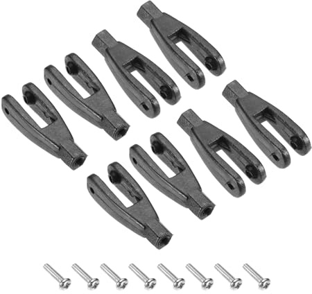 QUARKZMAN 8 Stück Nylon Clevis M2 Gewindeverbindung 2mm Ende Schwarz | Mit Schrauben Befestigungswinkel, Für RC Flugzeug Auto Hubschrauber Modell Ersatzteile
