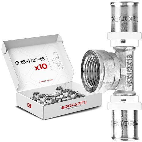 BOOPARTS – 10 piezas – Conexión multicapa 16-1/2F (15-21)-16 a engarzado contorno TH – Tee multicapa de prensado – conexión de plomería para tubo multicapa