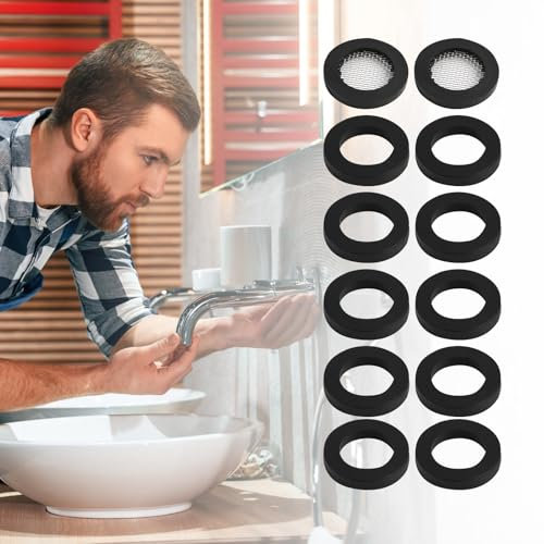 Set di 12 Guarnizioni per Soffione Doccia da 1/2 Pollice, Inclusi 2 Anelli O-Ring con Filtro in Rete di Acciaio Inox, soffione doccia fisso,Guarnizioni in Gomma Resistenti per Tubi Doccia