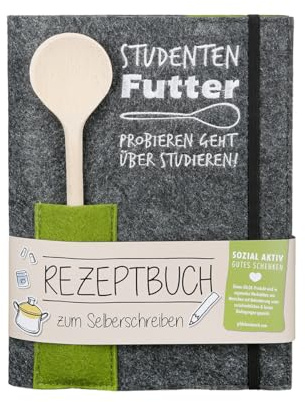 GILDE leeres Rezeptbuch zum Selberschreiben A5 – leeres Kochbuch für Lieblingsrezepte Backen Kochen – Kochbuch selbst schreiben a5 – Rezept Buch zum Selberschreiben - Rezeptebuch mit Holz Kochlöffel
