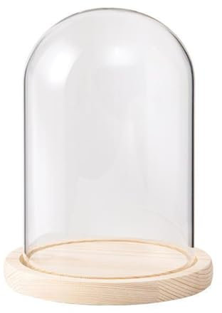 Purzen Campana di Vetro con Base in Legno Decorativa Trasparente per Luci Decorative, Centrotavola, Antichità e Collezioni