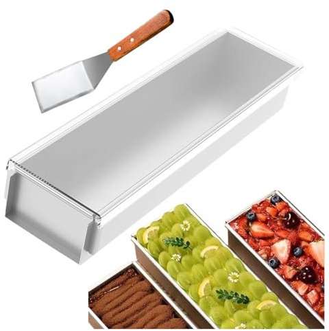 YSMSMZJK Molde Rectangular Para Tiramisu, Acero Inoxidable Con Base Extraíble Molde Desmontable, Molde Cuadrado Para Hornear Utilizado Para Hornear Pasteles,15inLx3.93inWx2.36inH