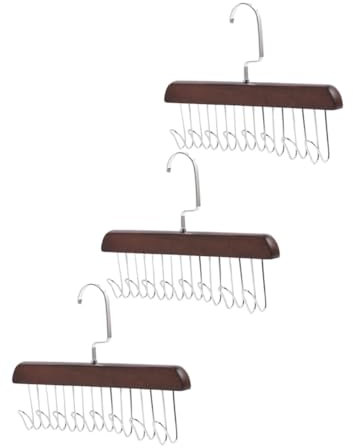 Gatuida 3 Pezzi Appendiabiti Multifunzione Con Ganci Portacravatte e Portacinture in Legno e Acciaio Organizer Compatto Per Armadio Sciarpe e Canottiere Per Uomini e Camerette