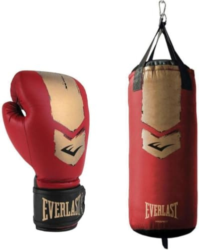 Everlast Prospect 2 Jugend/Kinder Schwerer Sack Kit mit 8oz Kinder Boxhandschuhe, Weicher Boxsack - Authentisches Everlast Gear