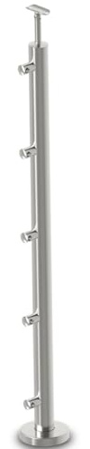 Innbee Postes de Barandillas 42, 4x2, 0MM Acero Inox. V2A Oberverankerung 5x Portacañas Lateral 12mm Altura Construcción 1000mm Pasamanos Balcón Terraza Reling Pulido K320 Alsi 304 Inox Falso