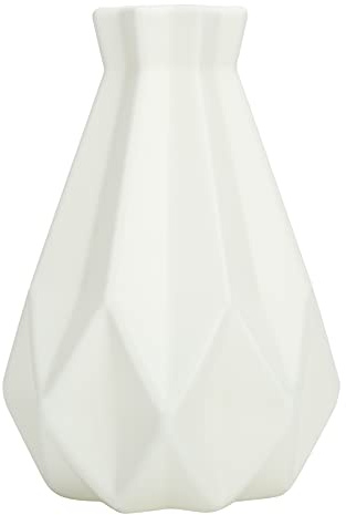Vaso per Fiori in Plastica Infrangibile Vaso Geometrico Stile Minimalista Effetto Ceramica Decorazione Casa per Soggiorno Ufficio e Tavolo Vaso Decorativo Moderno per Interni Eleganti