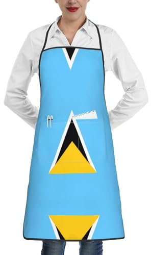 WXCJWD Delantal de trabajo impermeable con bandera de Santa Lucía para hombre y mujer, para cocinar, asar, jardinería, carpintería, ajustable