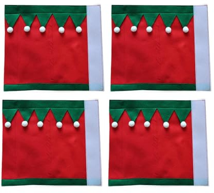 Oshhni 4er-Pack Weihnachts-Pferdebeinbandagen aus Polyester, Wärmende Beinschützer, Pferdezubehör, Rot