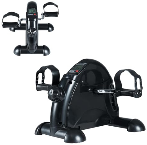 KOMFOTTEU Pedaltränare med LCD-skärm, underskrivbord, cykel, bentränare armtränare med justerbart motstånd, fitnesscykel, fitnesstränare för hem, kontor (svart)