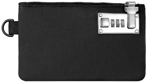 SGZIOO Tasche mit Schloss, Wasserdichte Geldtaschen Banktasche 21 x 13.5cm, Geruchsdichte Tasche mit Reißverschluss, Abschließbare Brieftasche für Bargeld, Reisen, Bankeinzahlungen