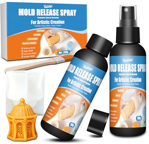 Spray de Démoulage Silicone - 200g Agent de Démoulage à Base d'eau pour Résine Epoxy, Silicone, Fabrication de Bougies, Savon, Plâtre et Béton, Antiadhésif, Démoulages Facile, No Tóxico