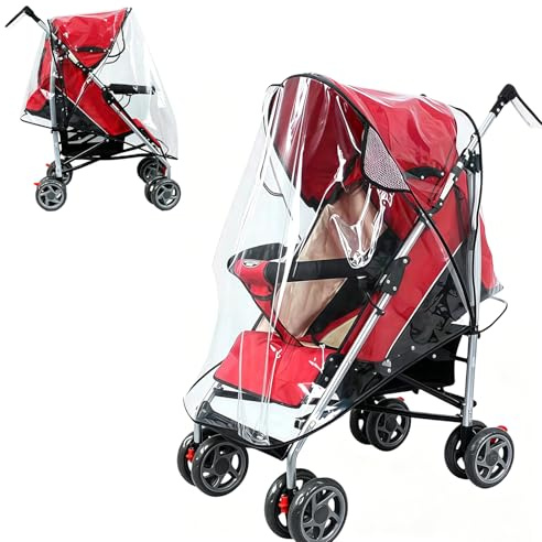 1 Pcs Universal Rain Cover for Pushchair pram Universal Stroller Rain Cover Waterproof Baby Buggy Cover with Air Holes and Transparent Window Protect from Sun Snow Dust Buggy for All Seasons