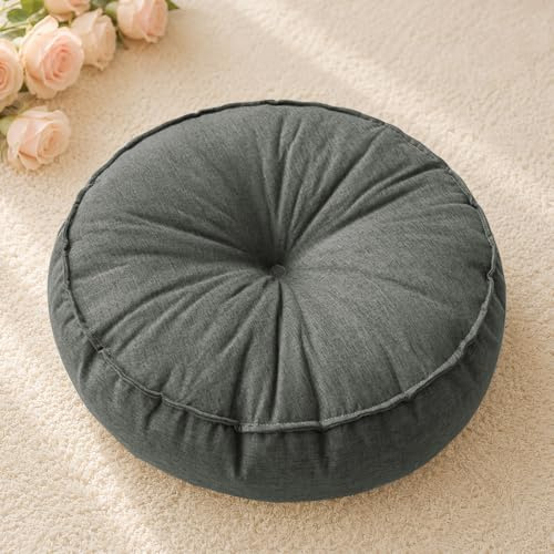 Bodenkissen rund 45 cm – Bodenkissen für Zuhause & Outdoor, Sitzkissen rund, Sitzpolster, Stuhlauflage, Sitzpolster, Stuhlkissen, Polsterauflage für Wohnzimmer, Büro, Konferenzraum, Cordstoff
