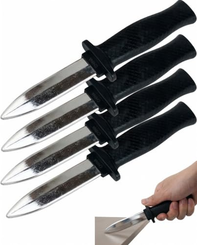 BTACGWP 4 Piezas Cuchillo Falso Retráctil de Plástico para Bromas, Magia, Halloween, Cosplay, Fiesta y Día de los Inocentes para Niños y Adultos