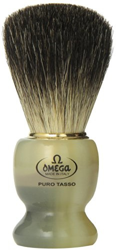 Omega 63171 Stripey 100% Pure Badger Shaving Brush with Stand