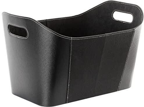 TERMATECH | Holzkorb Lederimitat | 500×300×300 mm | Schwarz