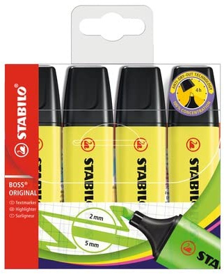 Textmarker Etui zu 4 gelb STABILO BOSS 70 424 4006381109567