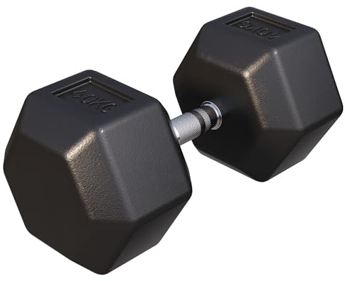 GORILLA SPORTS® Hexagon Kurzhanteln 2–50 kg, gummiert, mit oder ohne Ablage | Schwarze sechseckige Hanteln aus Gusseisen mit gerändeltem Chromgriff, rutschsicher und rollfest; Dumbbell, Krafttraining