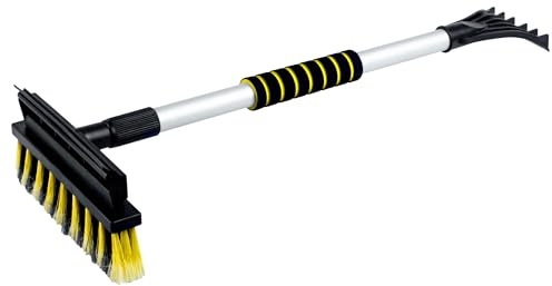 Walser Raschiaghiaccio per Auto, raschiaghiaccio per Auto allungabile con Scopa, Scopa da Neve per Auto 3in1 con raschiaghiaccio per Auto, Scopa da Neve per Auto con Asta telescopica 60-90 cm