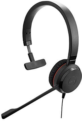 Jabra Evolve 30 MS Mono Casque - Casque certifié Microsoft pour VoIP Softphone avec annulation passive du bruit - Câble USB avec contrôleur - Noir
