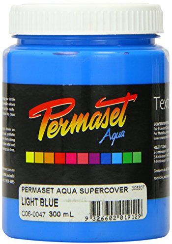 Permaset Aqua Standard 300 ml hellblau – Siebdruckfarbe für Stoff – ideales Siebdruck-Set für Home Office, Starter-Set, Stofffarbe, Siebdrucker und andere Stofftinte