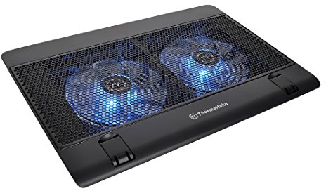Thermaltake Massive 14 Steel Mesh Panel Dual 140mm Blue LED Fan Adjustable Speed Control 10-17 Laptop Notebook Cooling Pad CL-N001-PL14BU-A,Black
