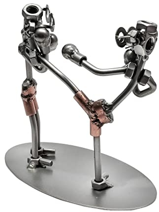 STEEMO Schraubenmännchen Kickboxen Kampf-Sport Geschenk Metall-Deko 18x10x17 cm
