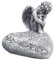 stoneandstyle Grabschmuck Engel auf Herz sitzend, mit Inschrift, Frost- und wetterfest, handgearbeitet