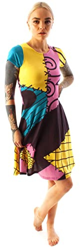 Disney Robe de costume à manches courtes Nightmare Before Christmas Sally pour femme L