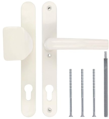Türgriff/Türdrücker/Türklinke/Drückergarnitur DHS 92mm (Schildbreite 32mm) - Creme RAL 9001 - mit Knauf