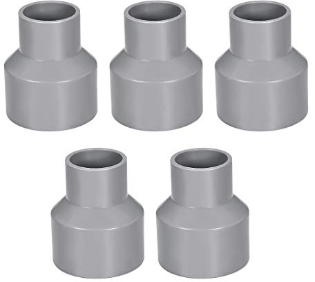 sourcing map 5 Stück PVC Rohrverbinder Verbindungsstück Wasseranschlüsse Kupplung Grau 50mm x 20mm