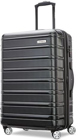 Samsonite Omni 2 24-Inch Medium Checked Hardside Luggage with 360° Spinner Wheels - Scratch Resistant Hardshell - TSA Lock - Expandable Polycarbonate Shell for Lightweight Travel - Midnight Black