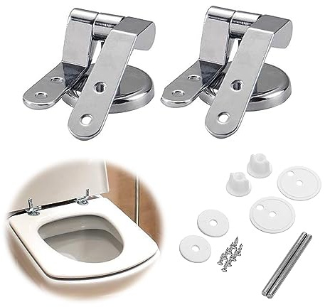 1 Pair (2PCS) WC Sitz Scharnier aus Rostfreiem Zink Legierung Scharnier, WC-Sitz Befestigung ersatzteile set für Toilettensitz- Befestigung für WC Sitz Abdeckung Deckel Universal Zubehör