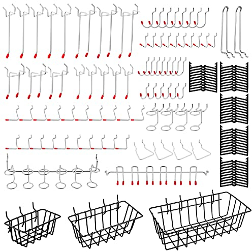 Faankiton 138 Pezzi Assortimento di Ganci per Pannello Forato, Kit Organizer per Accessori, Serrature per Pioli, Attacco per Organizzare Vari Strumenti