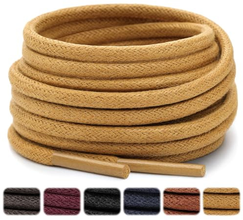 Stepace Cordones Redondos Encerados [2 pares] Cordones Duraderos para Zapatos de Vestir y de Diario, Longitud 66-135cm