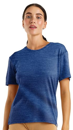 Merino.tech T-Shirt Merinos - sous Vetement Merinos Femme 100% Laine Mérinos pour Femme (Large, Chicago Blues Crewneck)