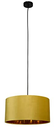 Smartwares Lampada a sospensione IDE-60057, velluto ocra, 40 cm Ø, attacco E27