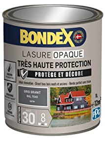BONDEX Lasure Opaque Très Haute Protection Extérieur Gris Ral 7040 1 L | Lasure Bois Très Longue Durée, Très Haute Protection, Formule Antifongique, Bondex, Expert du Bois, Extérieur, Satin