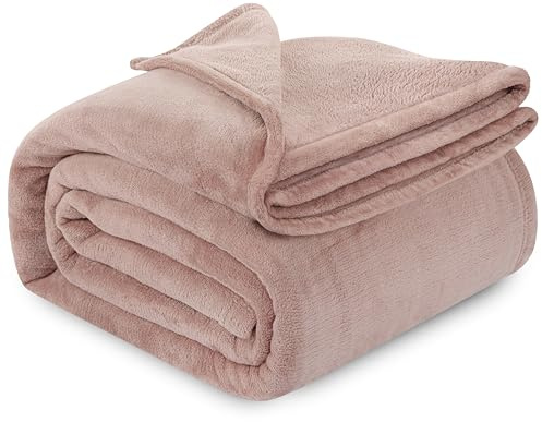 Utopia Bedding Rose Pink Fleece Blanket King Size Lightweight Fuzzy Soft Anti-Static Microfiber Bed Blanket (90x102 Inch)