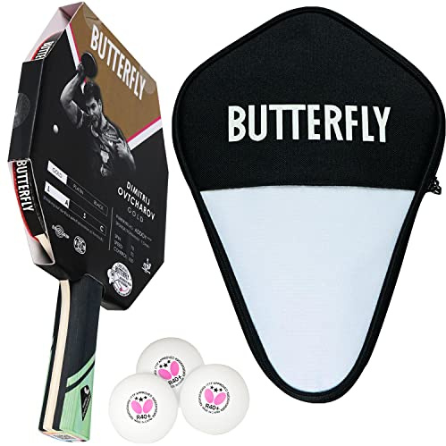 Butterfly® Dimitrij Ovtcharov Gold Tischtennisschläger | Neue Eva-Technologie | ITTF zertifizierter Addoy Belag mit 1,5 mm Schwamm | Tischtennis Racket TT Bat für erfahrene Spieler