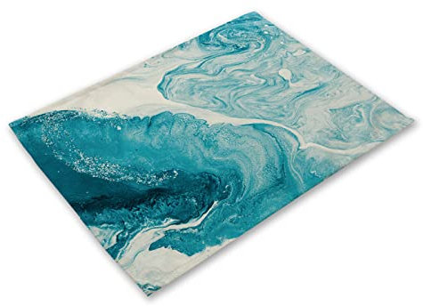 Manteles Individuales Beige Azul Salvamanteles Individuales Algodón Lino Lavable Individuales Mesa Resistente al Calor Bajoplatos Tapetes para Mesa Bajoplatos 30x45cm 2 Pcs