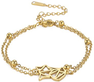 EUEAVAN Fox Layered Charm Armband Neunschwänziger Fuchsschwanz Kreative Doppelschicht Niedlich Personalisierter Armreif Schmuck Mädchen Frau Liebhaber