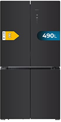 Cecotec Frigorífico Americano 4 Puertas de Cristal de 490 L Bolero CoolMarket 4D 490 Glass E. 183 cm de Alto, 91 cm de Ancho, Bajo Consumo, Inverter Plus, Fast Cooling y Freezing, Total NoFrost