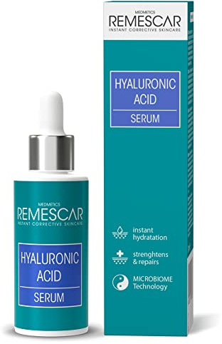 Remescar Hyaluron Serum 30ml – Intensiv feuchtigkeitsspendendes Hyaluronsäure-Serum für Gesichtspflege – Anti-Aging für Männer & Frauen | Spendet bis zu 7 Tage Feuchtigkeit, um trockene Haut aufzupolstern und zu straffen und gleichzeitig das Auftreten von feinen