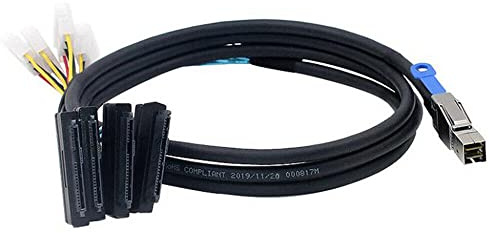Allowish Mini SAS HD SFF-8644 to 4 Ports SAS SFF-8482 29P Server Adapter Cables (0.5m,Black)