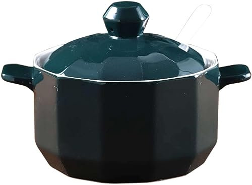Zuccheriera, zuccheriera con coperchio, zuccheriera a doppio manico con coperchio e cucchiaio, barattolo for zucchero in ceramica tinta unita da 18 once, zuccheriera in porcellana, for bar-rosa-tinta