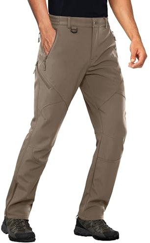Stlight Herren-Schneehose, Skihose, wasserdicht, isoliert, Winterhose für Herren, Wandern, Snowboarden, Softshell-Hose mit Fleece gefüttert, Erdbraun, 30 W/30 L